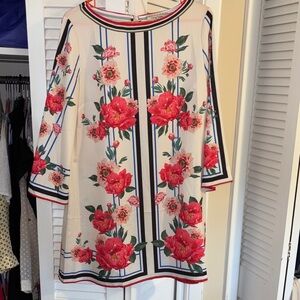 Flying Tomato Long Sleeve Dress with Red Floral Pattern